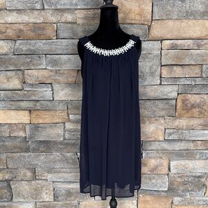 ENFOCUS STUDIO Chiffn Overlay Dress with Embellished Neckline